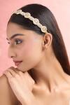 Shop_Nazaakat By Samara Singh_Gold Pearls Polki And Hair Band _Online_at_Aza_Fashions