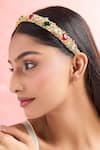 Samyukta Singhania_Gold Pearls Polki And Hair Band _at_Aza_Fashions