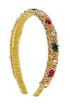 Shop_Samyukta Singhania_Gold Pearls Polki And Hair Band _at_Aza_Fashions
