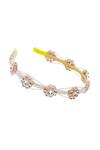 Buy_Nazaakat By Samara Singh_Gold Polki Pearl Embellished Hair Band _Online_at_Aza_Fashions