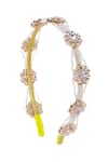 Shop_Nazaakat By Samara Singh_Gold Polki Pearl Embellished Hair Band _at_Aza_Fashions
