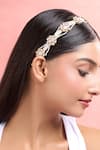 Shop_Nazaakat By Samara Singh_Gold Polki Pearl Embellished Hair Band _Online_at_Aza_Fashions