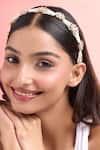 Nazaakat By Samara Singh_Gold Polki Pearl Embellished Hair Band _at_Aza_Fashions