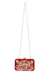 Shop_Nazaakat By Samara Singh_Red Embroidery, Sequins Velvet Clutch _at_Aza_Fashions