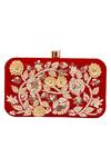 Nazaakat By Samara Singh_Red Embroidery, Sequins Velvet Clutch _Online_at_Aza_Fashions
