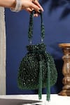 Buy_Nazaakat By Samara Singh_Green Embroidery, Beads Designer Hand Potli Bag _at_Aza_Fashions