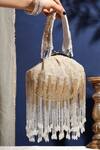 Buy_Nazaakat By Samara Singh_Gold Embroidery, Beads Designer Handbag With Fringe Embellishments _at_Aza_Fashions