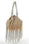 Shop_Nazaakat By Samara Singh_Gold Embroidery, Beads Designer Handbag With Fringe Embellishments _at_Aza_Fashions
