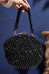 Buy_Nazaakat By Samara Singh_Black Beads Designer Velvet Hand-embellished Clutch Bag _at_Aza_Fashions