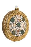 Nazaakat By Samara Singh Gold Crystals, Stones Designer Hand-embellished Round Clutch Online at Aza Fashions Nazaakat By Samara Singh_Gold Crystals, Stones Designer Hand-embellished Round Clutch _Online_at_Aza_Fashions