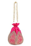 Nazaakat By Samara Singh_Pink Embroidery, Beads Silk Potli Bag _Online_at_Aza_Fashions