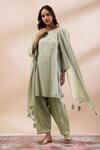 Buy_Kyra By Bhavna_Green Silk, Cotton, Embroidery, Sequins, Lace Round Kurta Set _at_Aza_Fashions