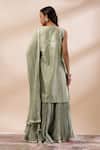 Shop_Kyra By Bhavna_Green Chanderi Silk, Cotton, Voile Embroidery, Lace Round Neck Kurta Set _at_Aza_Fashions