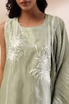 Buy_Kyra By Bhavna_Green Chanderi Silk, Cotton, Voile Embroidery, Lace Round Neck Kurta Set _Online_at_Aza_Fashions