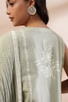 Shop_Kyra By Bhavna_Green Chanderi Silk, Cotton, Voile Embroidery, Lace Round Neck Kurta Set _Online_at_Aza_Fashions