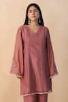 Buy_MIDORI BY SGV_Dusty Pink A-line Kurta Set _at_Aza_Fashions