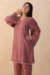 Shop_MIDORI BY SGV_Dusty Pink A-line Kurta Set _at_Aza_Fashions