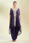Shop_Prisho_Purple Zardozi Embroidered Jacket Skirt Set _Online_at_Aza_Fashions
