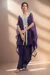 Buy_Prisho_Purple Zardozi Embroidered Jacket Skirt Set _at_Aza_Fashions