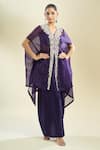 Prisho_Purple Zardozi Embroidered Jacket Skirt Set _at_Aza_Fashions