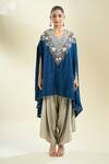Prisho_Navy Scallop Embroidered Kaftan With Pant _at_Aza_Fashions