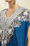Buy_Prisho_Navy Scallop Embroidered Kaftan With Pant 