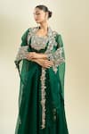 Prisho_Emerald Green Embroidery Round Neck Waistband Lehenga Set _at_Aza_Fashions