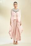 Shop_Prisho_Pink Dori Yoke Embroidered Kaftan Skirt Set 
