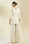 Shop_Prisho_Cream Embroidered Kurta Palazzo Set _at_Aza_Fashions