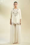 Buy_Prisho_Cream Embroidered Kurta Palazzo Set _Online_at_Aza_Fashions