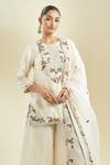 Buy_Prisho_Cream Embroidered Kurta Palazzo Set 