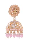 Buy_Nazaakat By Samara Singh_Gold Plated Crystals, Beads Designer Pink Jhumka Earrings _Online_at_Aza_Fashions