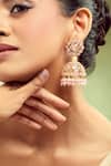 Shop_Nazaakat By Samara Singh_Gold Plated Crystals, Beads Designer Pink Jhumka Earrings _Online_at_Aza_Fashions