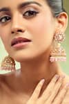 Nazaakat By Samara Singh_Gold Plated Crystals, Beads Designer Pink Jhumka Earrings _at_Aza_Fashions
