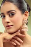 Buy_Nazaakat By Samara Singh_Gold Plated Crystals, Beads Designer Pink Jhumka Earrings _at_Aza_Fashions