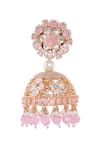 Shop_Nazaakat By Samara Singh_Gold Plated Crystals, Beads Designer Pink Jhumka Earrings _at_Aza_Fashions