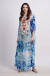 Shop_Sonali Gupta_Blue Cool Tie And Dye Kaftan With Embroidery _Online_at_Aza_Fashions