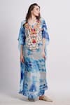 Sonali Gupta_Blue Cool Tie And Dye Kaftan With Embroidery _at_Aza_Fashions