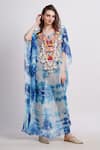 Buy_Sonali Gupta_Blue Cool Tie And Dye Kaftan With Embroidery _at_Aza_Fashions