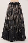 Shop_Samyukta Singhania_Black Sequins, Beads, Cut Work Embroidered Lehenga Set With Ruffle Dupatta _Online_at_Aza_Fashions