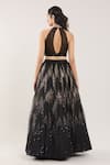 Shop_Samyukta Singhania_Black Sequins, Beads, Cut Work Embroidered Lehenga Set With Ruffle Dupatta _at_Aza_Fashions