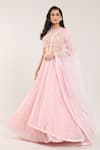 Samyukta Singhania_Floral Embroidered Baby Pink Lehenga Set _Online_at_Aza_Fashions
