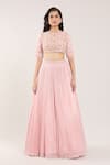 Buy_Samyukta Singhania_Floral Embroidered Baby Pink Lehenga Set 