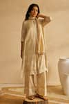 Moh India_Beige Palm Royale Co-ord Set _at_Aza_Fashions