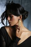 Shop_Zaza By Somya_Black And Gold Designer Dangling Earrings _at_Aza_Fashions