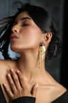 Buy_Zaza By Somya_Black And Gold Designer Dangling Earrings _at_Aza_Fashions