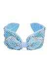 Shop_Nazaakat By Samara Singh_Blue Beads, Sequins Embroidered Hairband _at_Aza_Fashions