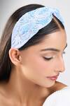 Shop_Nazaakat By Samara Singh_Blue Beads, Sequins Embroidered Hairband _Online_at_Aza_Fashions