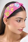 Buy_Nazaakat By Samara Singh_Pink Embroidery Butterfly Hand Hairband _Online_at_Aza_Fashions