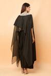 Shop_Prisho_Black Thread Embroidered Asymmetric Kaftan Set _at_Aza_Fashions